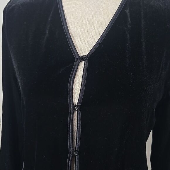 American Girl© Cardigan Junior L Black Velvety Shrug Sweater Dressy - Picture 11 of 13